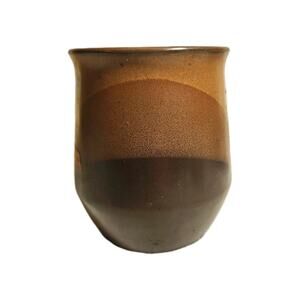 Sabina Pottery Vase 5" Tall Korea Diagonal Earthtone Colors Glaze Studio